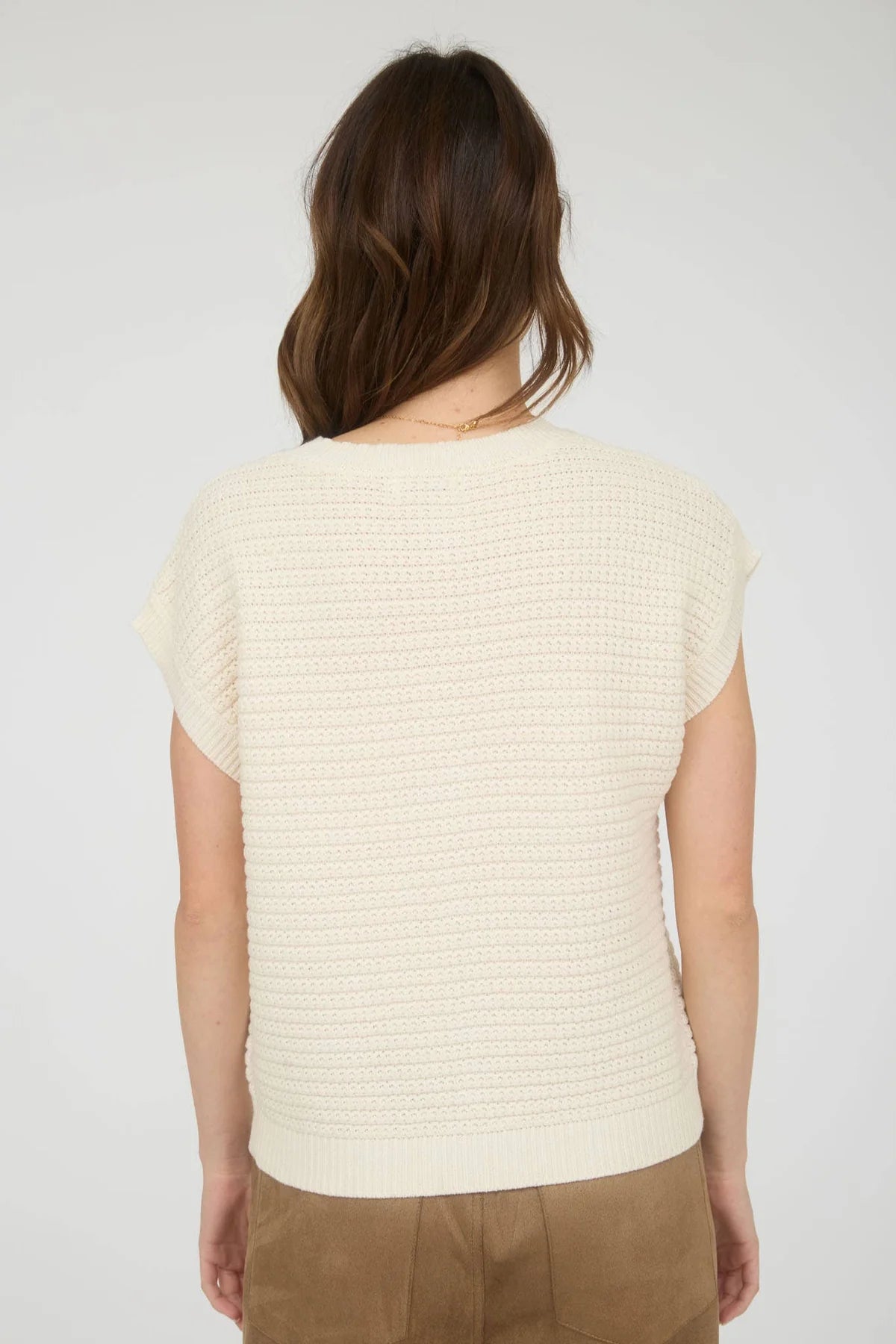 Button Down Short Sleeve Knit Cardigan Vest TW2030