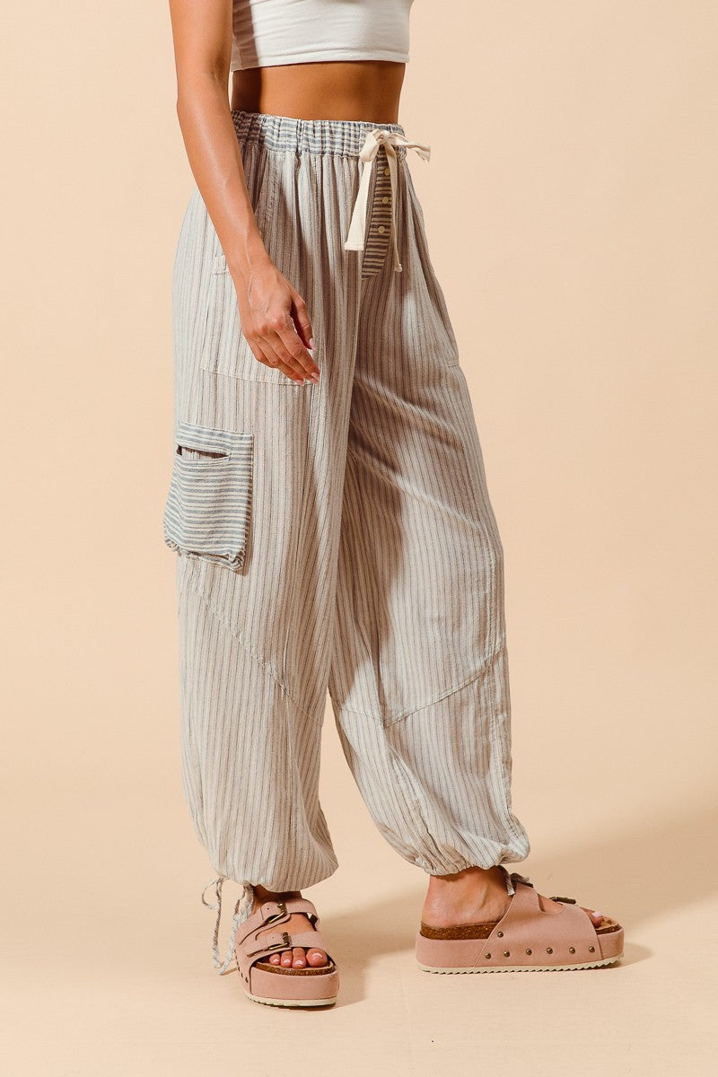 Multi Stripe Block Balloon Style Pants SB8085-01