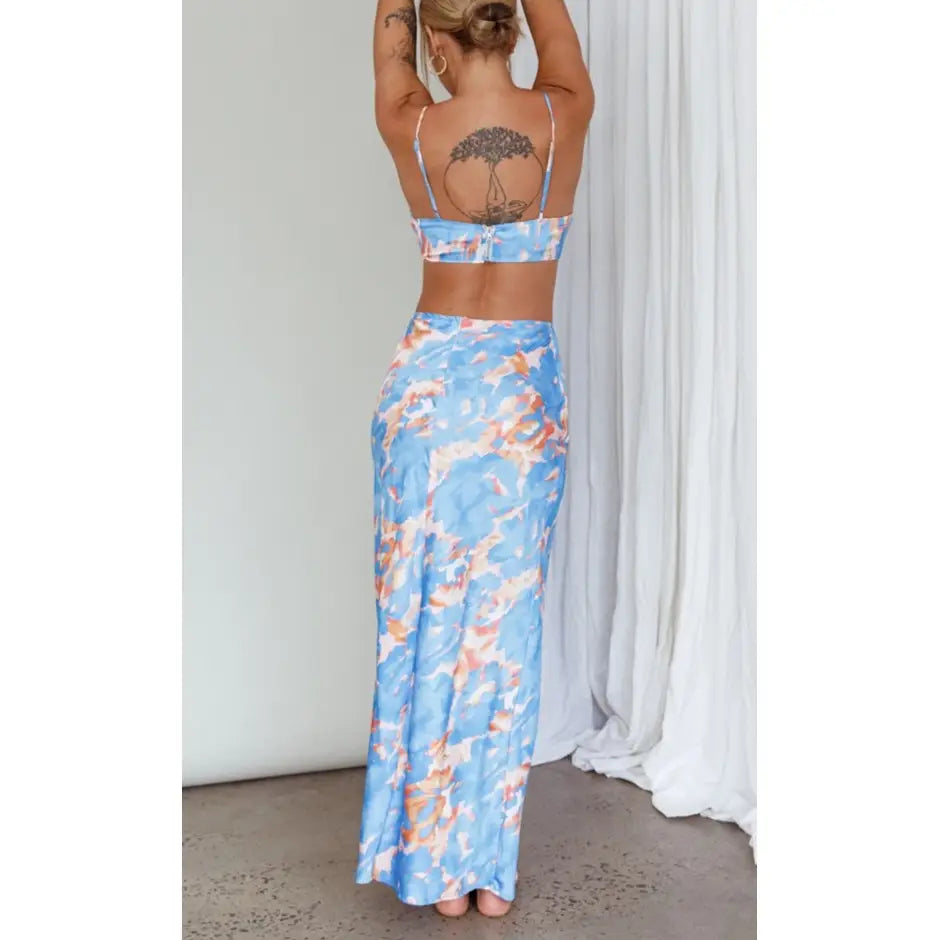 Abstract Crop Top and Skirt Set 27595DS51