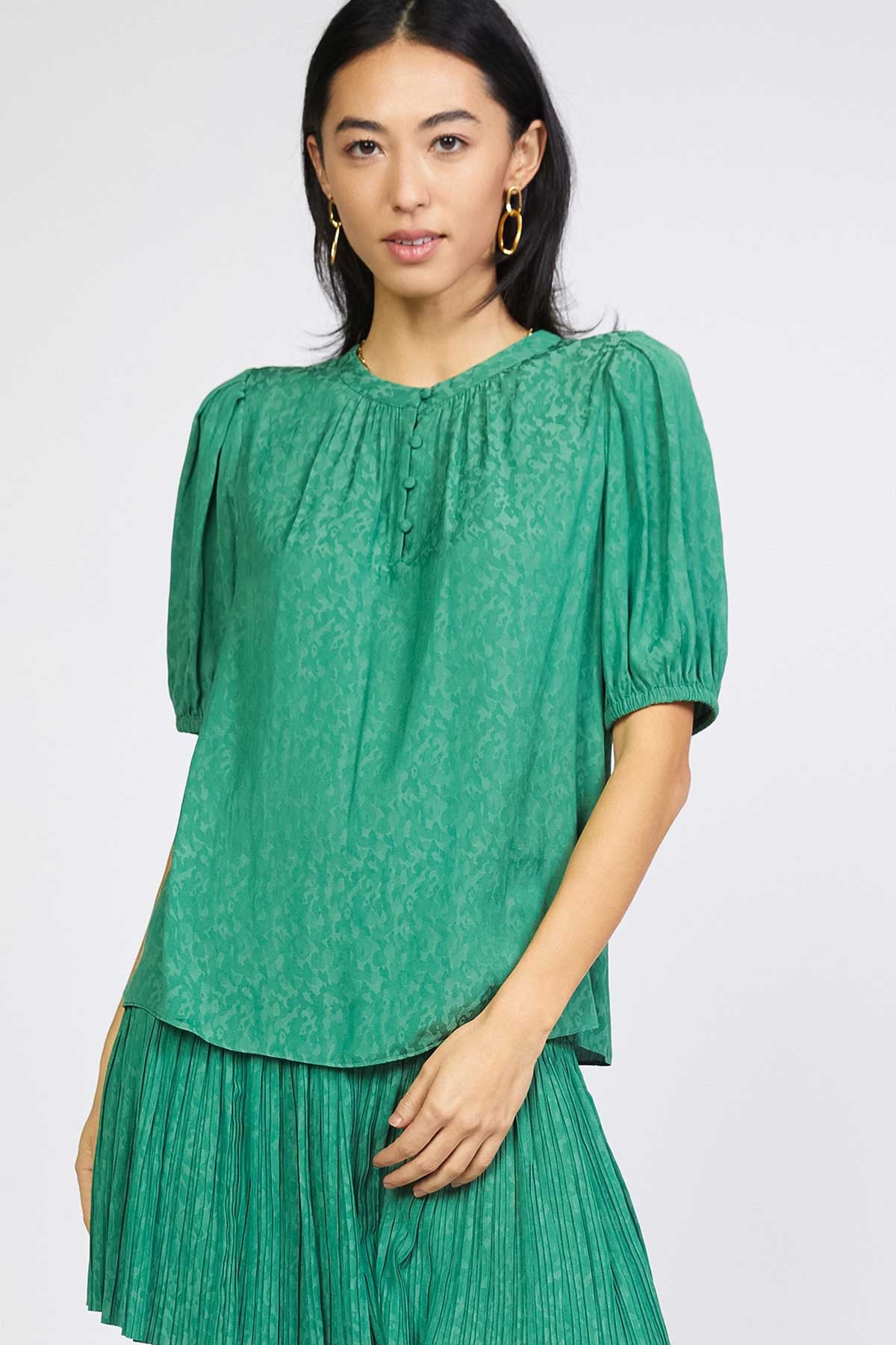 Camouflage Jacquard Printed Blouse 2330064