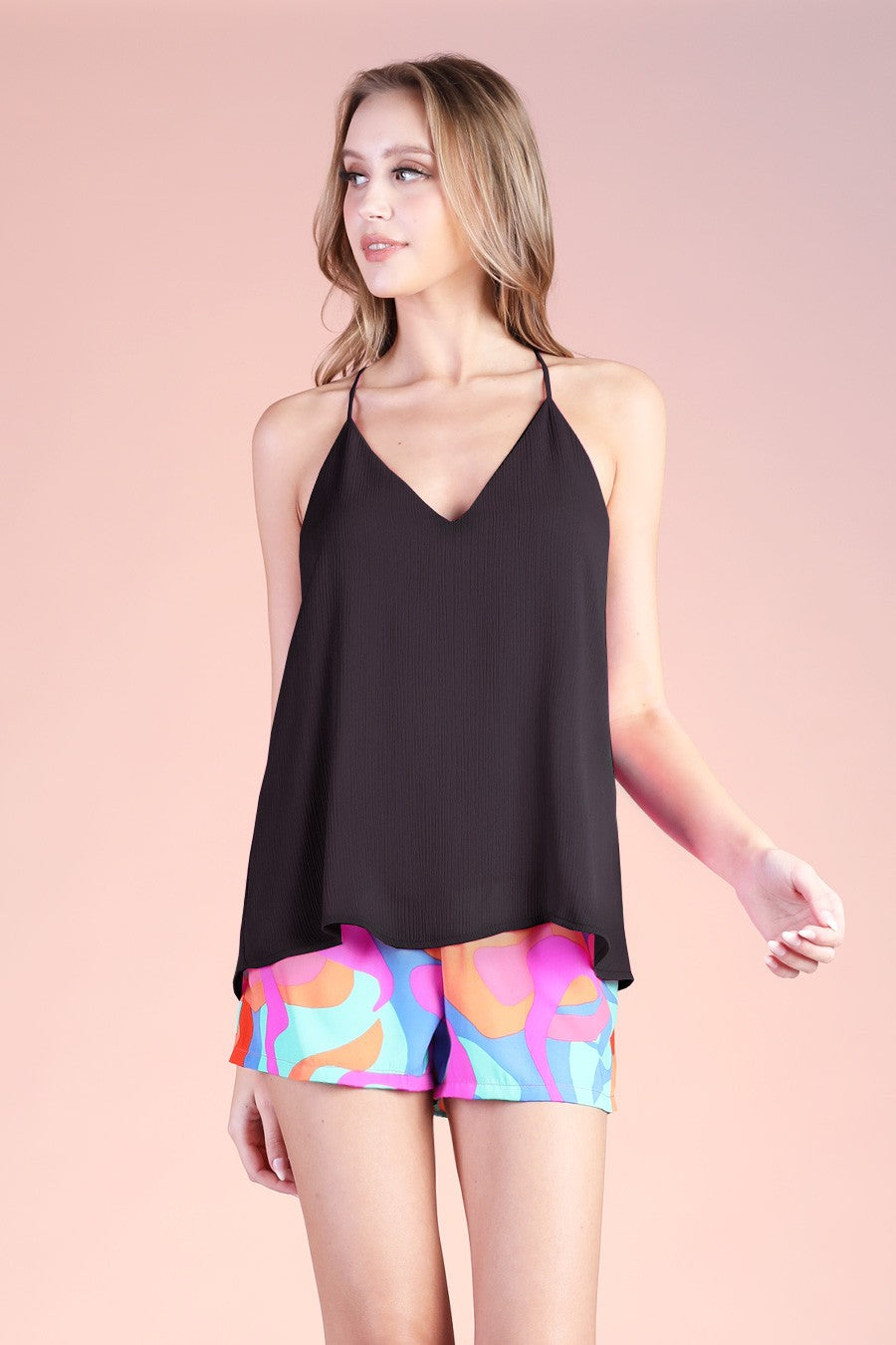 Crinkle Solid Cami Top T-7930