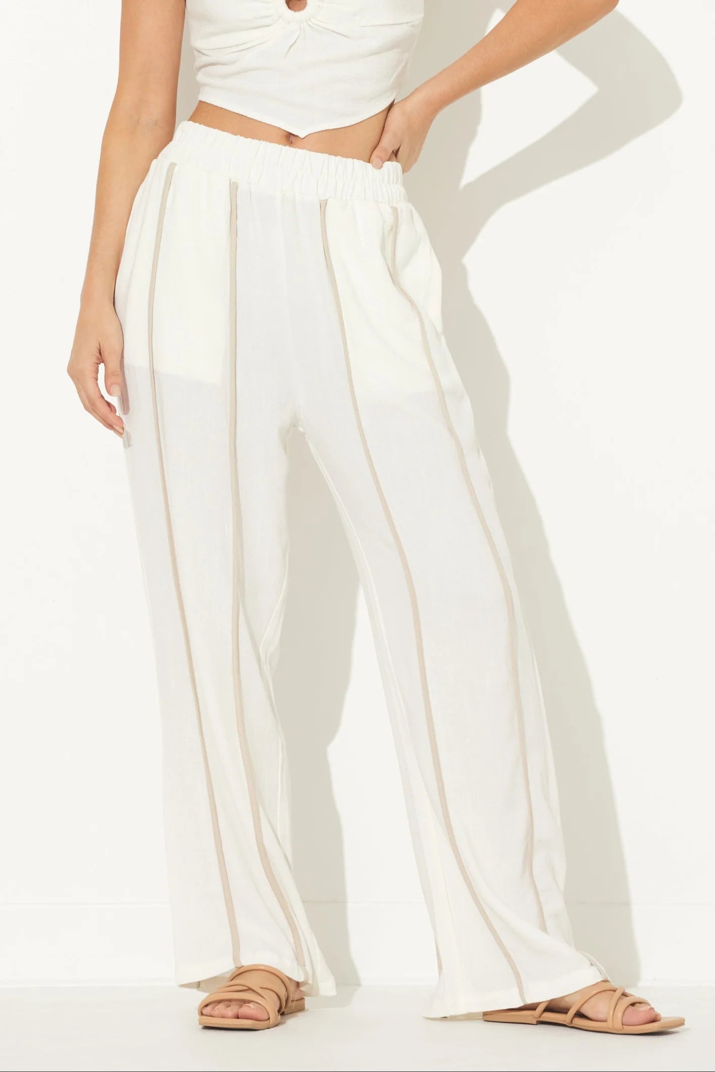 Viscose Linen Pant w/ Piping B12975