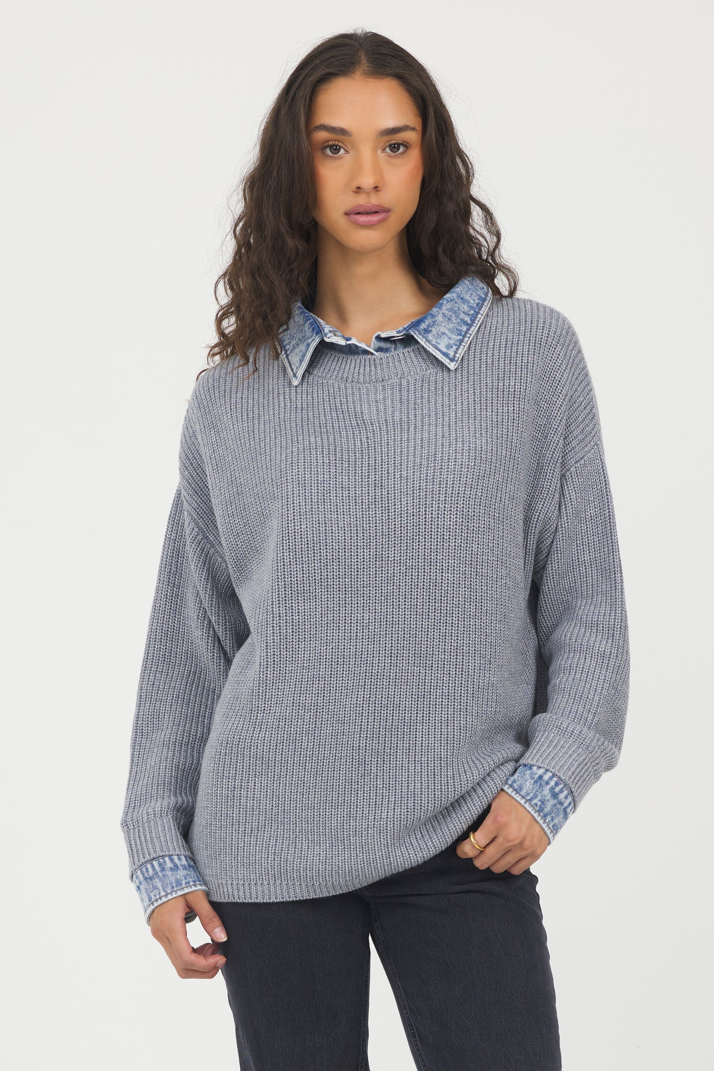 Washed Heather Grey Sweater CC13402