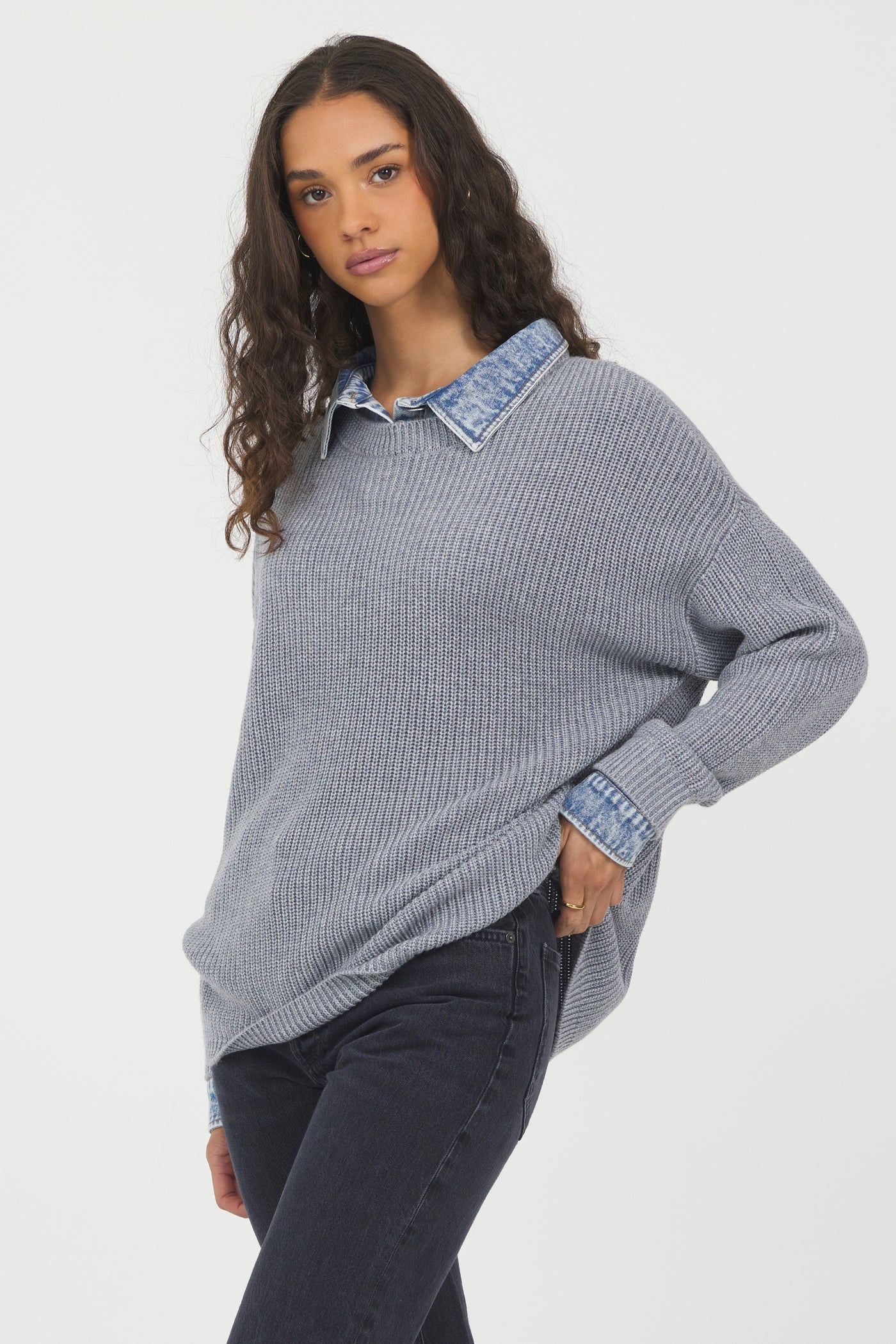 Washed Heather Grey Sweater CC13402