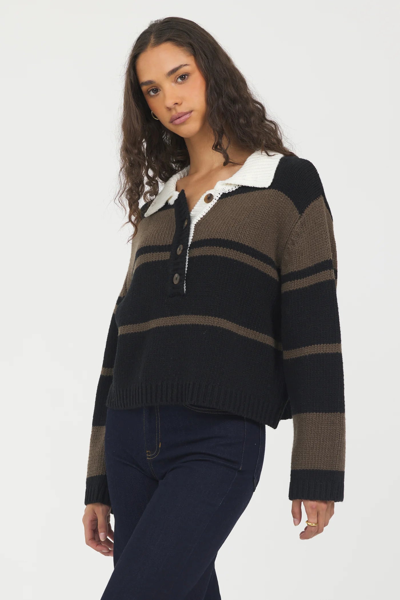 Woodland Stripe Collared Sweater CC13515