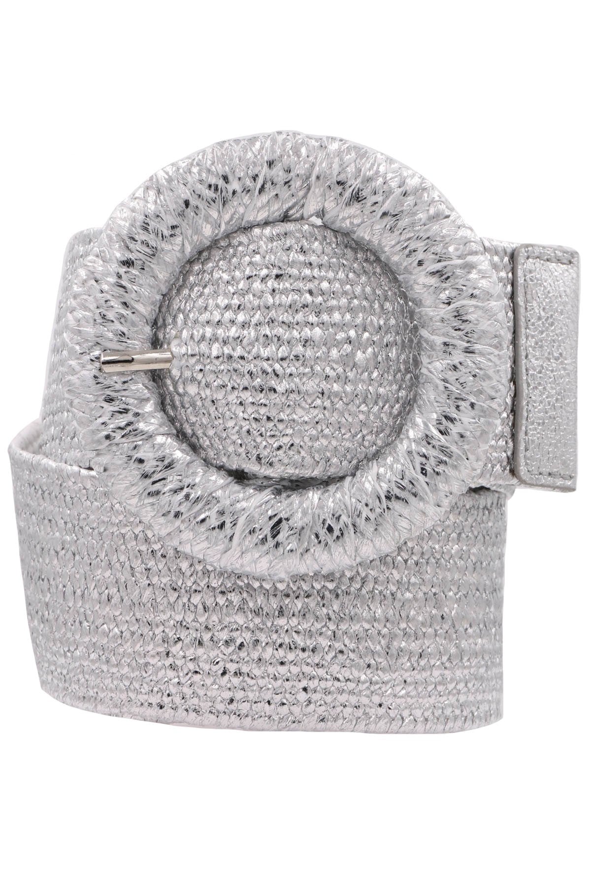 Metallic Wrapped Circle Elastic Straw Belt 45076-BT