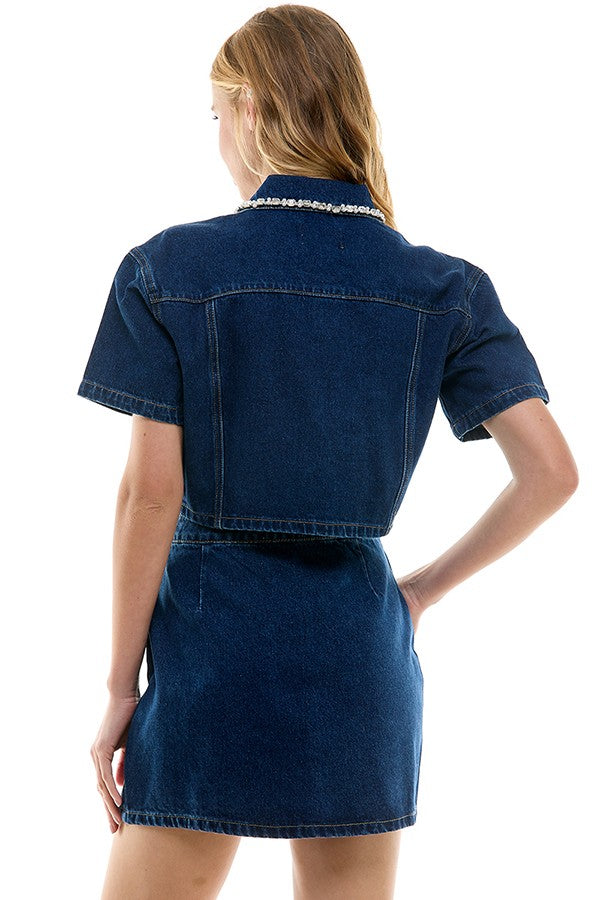 Crop Denim Top TW302532-DK
