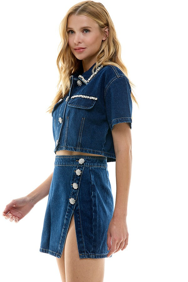 Crop Denim Top TW302532-DK