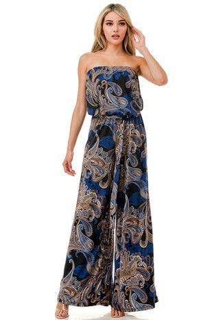 Tube Top Wide Leg Jumpsuit W/ Pocket P592-V987