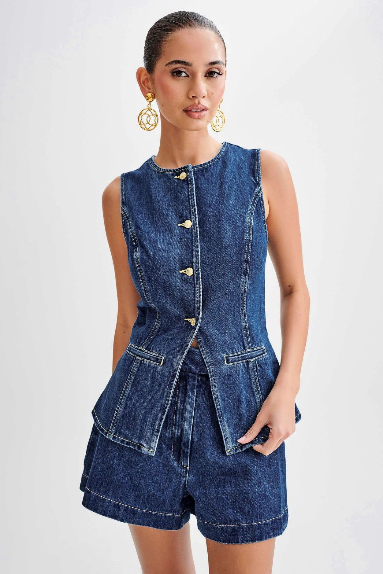 Denim Short Set BYC-16881-3-C