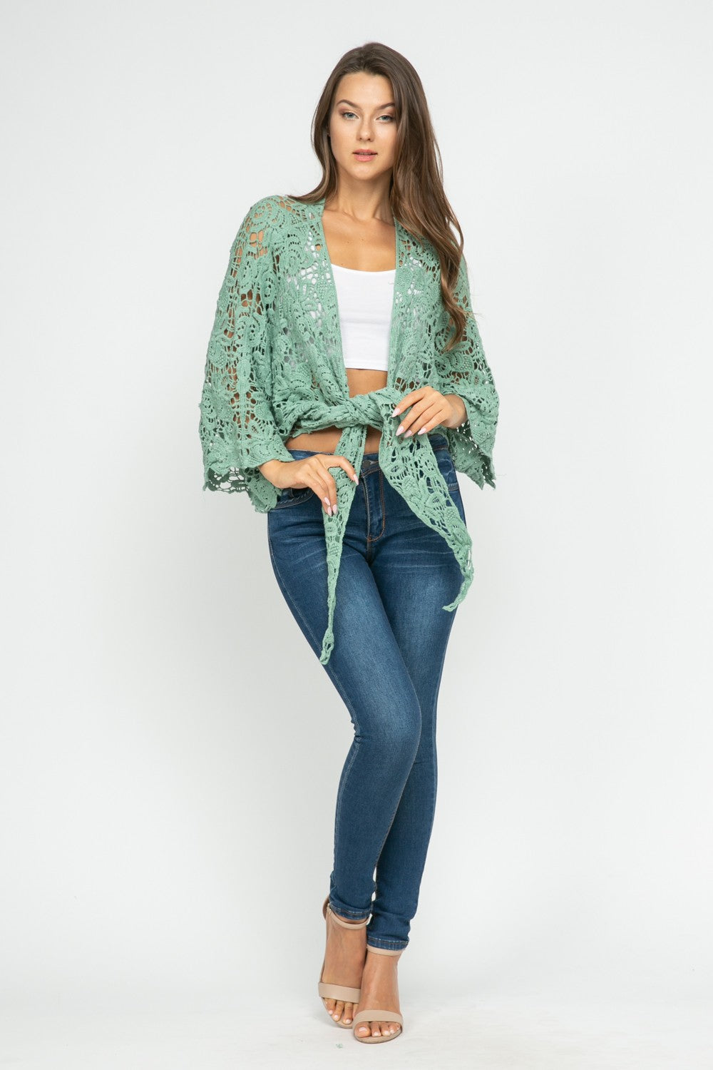 Talita Crochet Mesh Kimono Wrap