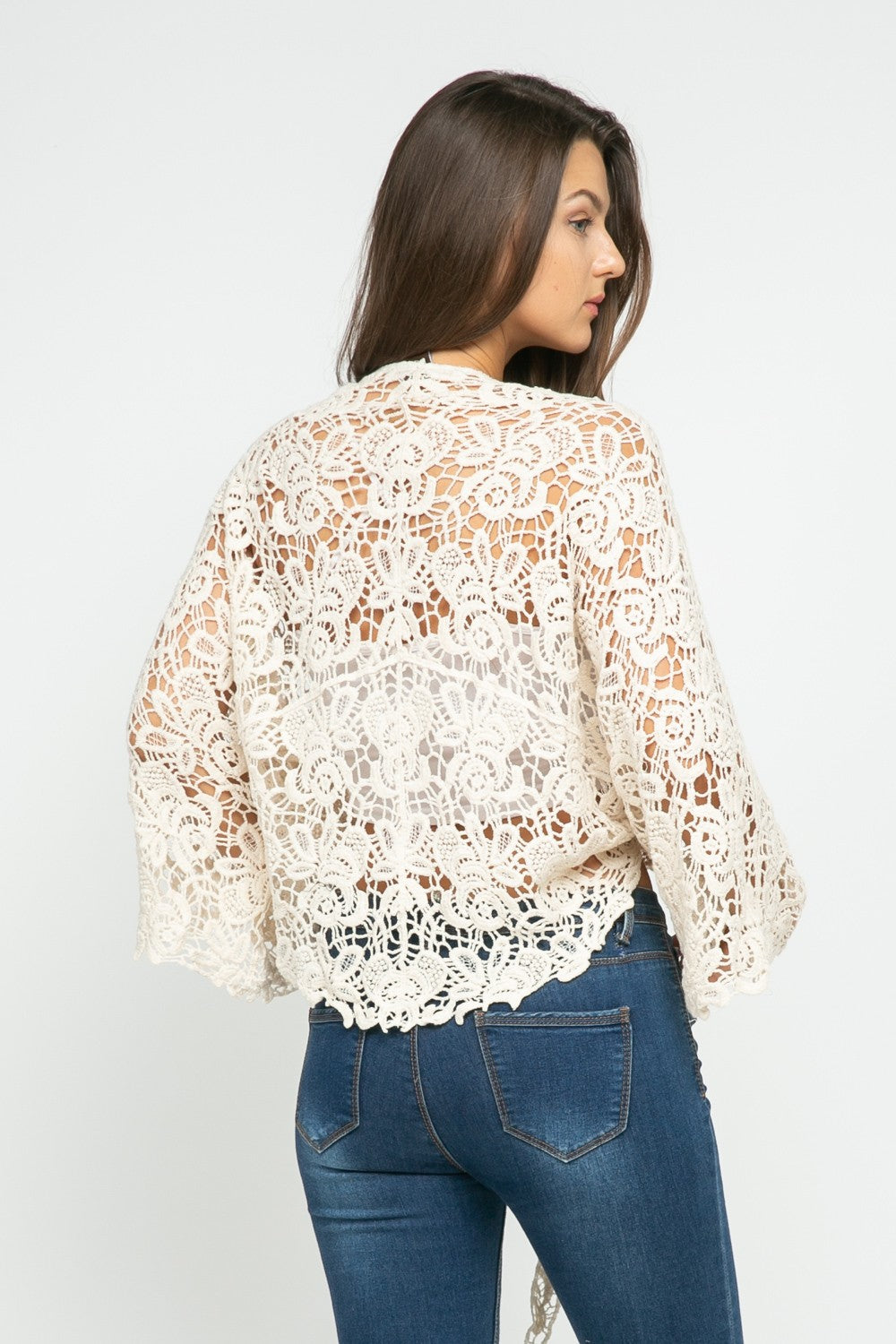 Talita Crochet Mesh Kimono Wrap