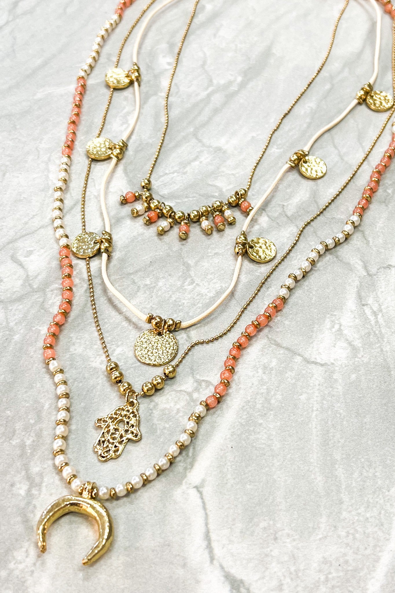 Leslie Necklace Coral/Pearl 207-70355-NL