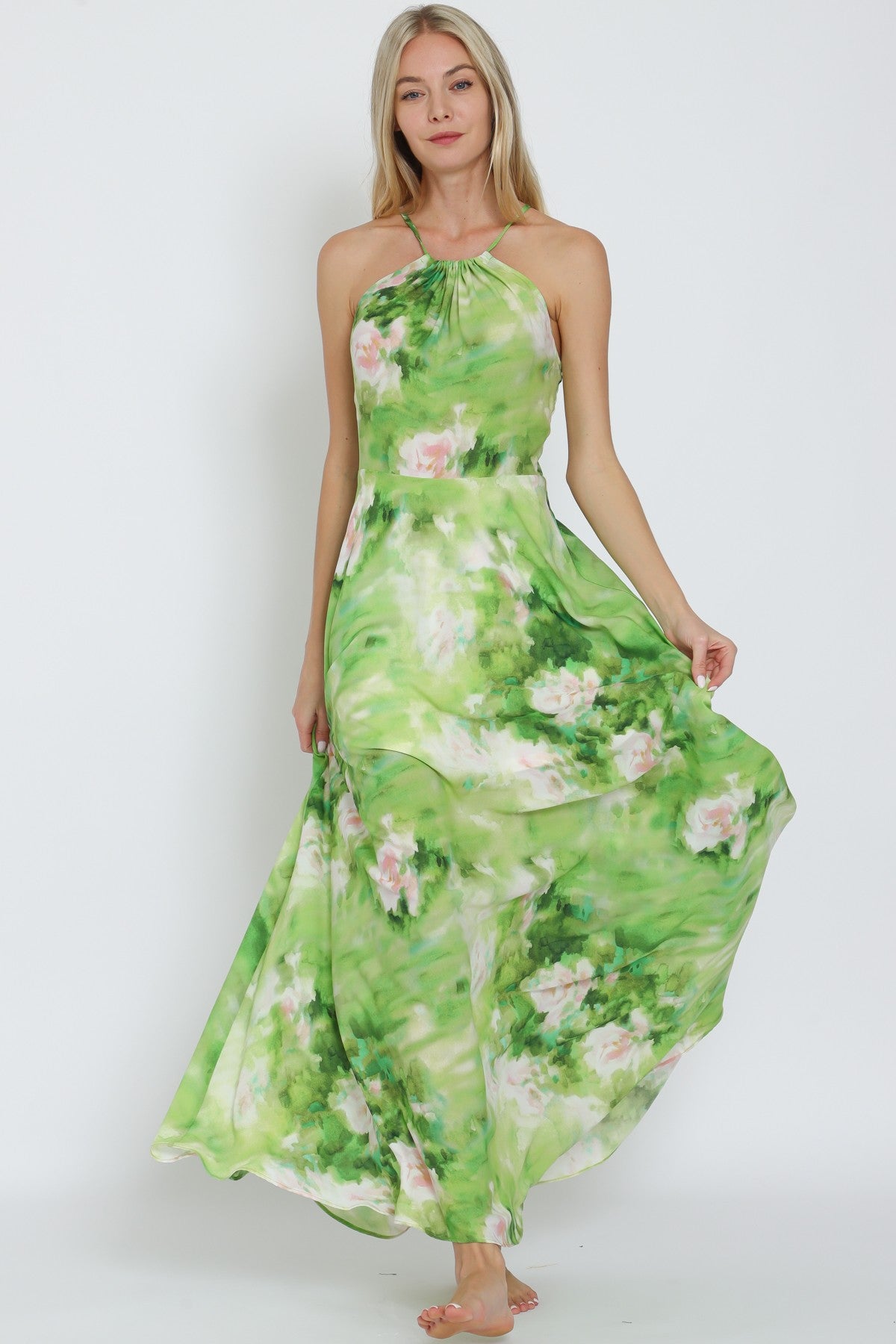 Halter Maxi Dress DA31287H White Lotus Boutique Halter Maxi Dress DA31287H White Lotus Boutique