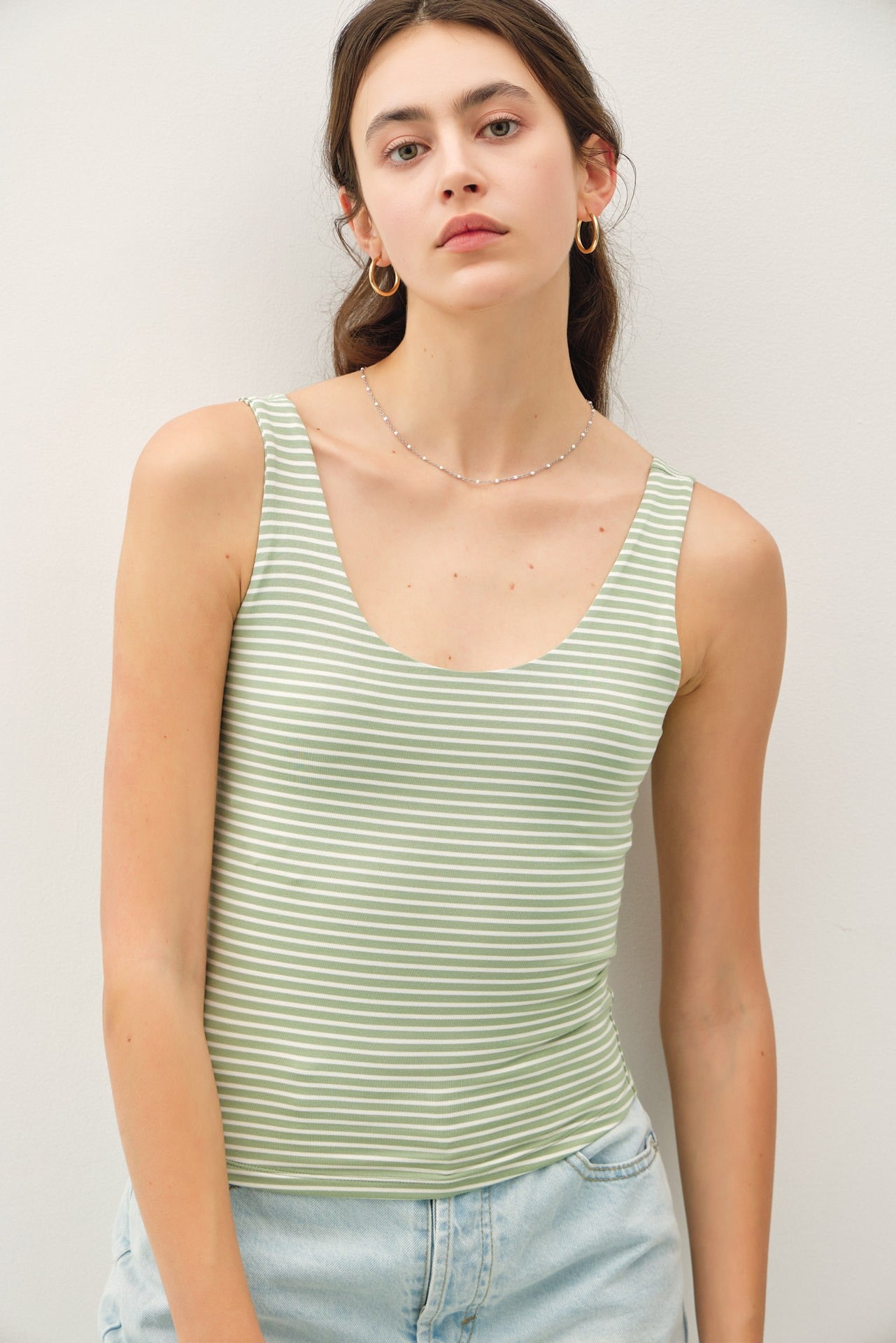 Ultra Soft Double Lined Striped Tank 19633