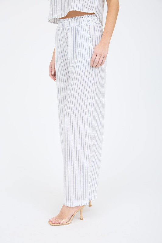 Pinstripe Sleeveless Tank and Wide Leg Pant Set TW1652