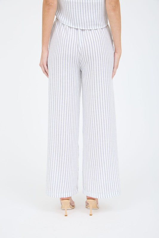 Pinstripe Sleeveless Tank and Wide Leg Pant Set TW1652