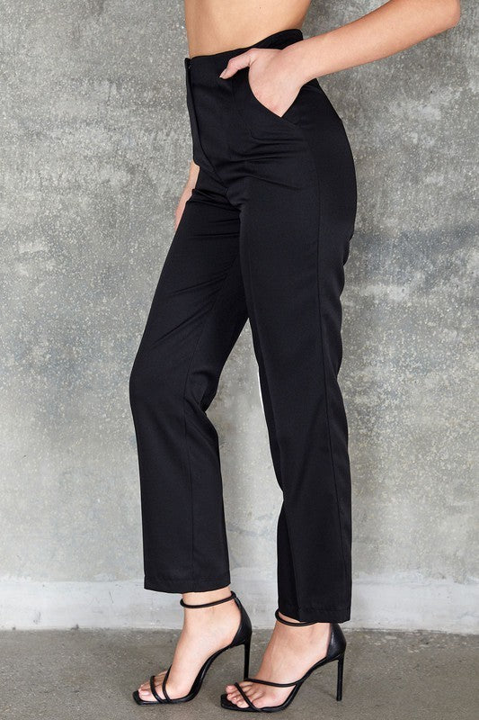 Solid Zip Up Creased Dress Pants 50270