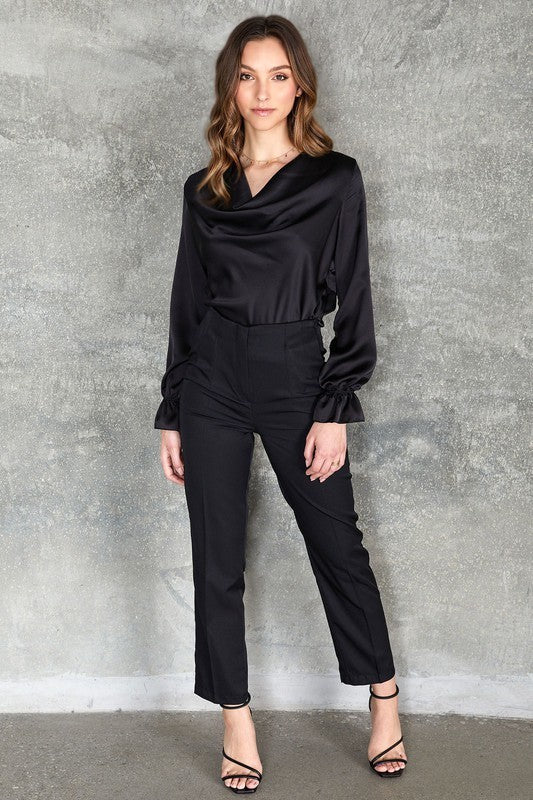 Solid Zip Up Creased Dress Pants 50270