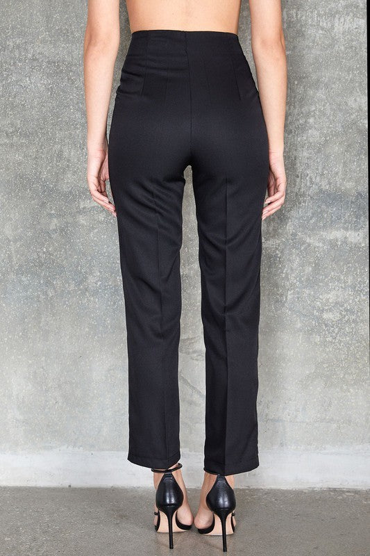 Solid Zip Up Creased Dress Pants 50270