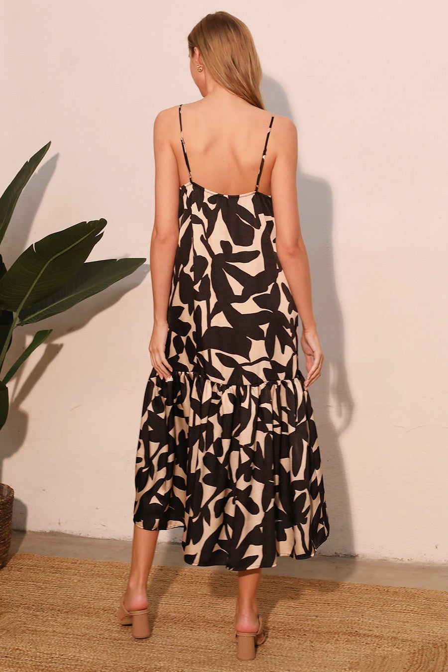 Paloma Satin Ruffle Cami Ankle Maxi D-8959