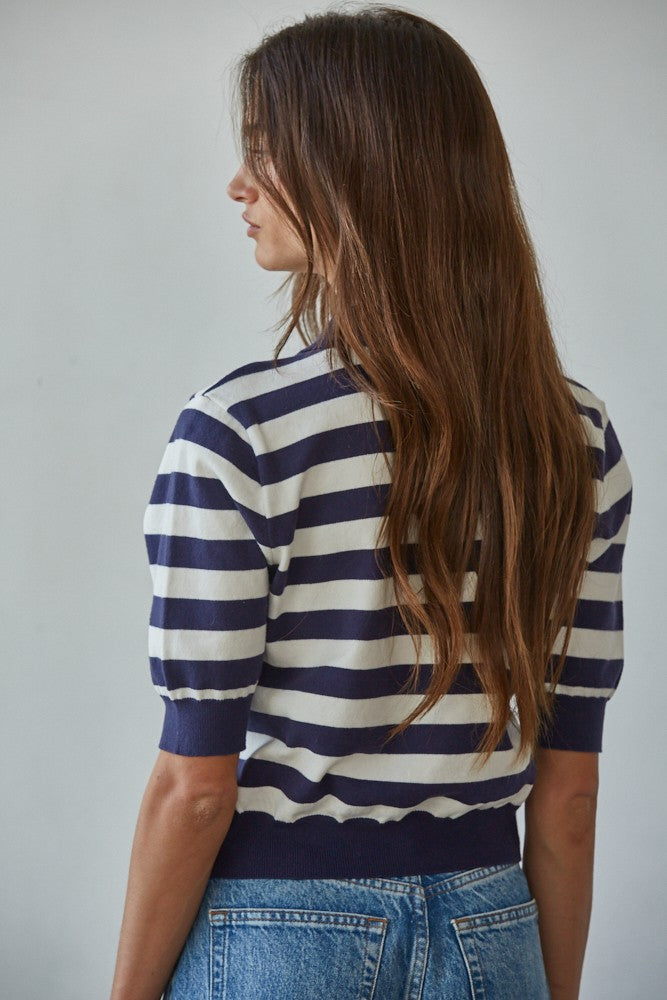 Wilde Striped Polo Top W2262