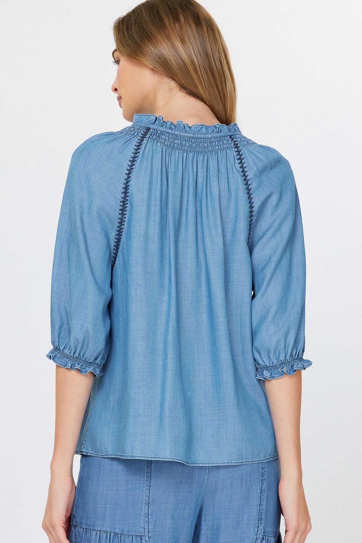 Chambray Top W/embroidery Stitch Detail 2530263-1