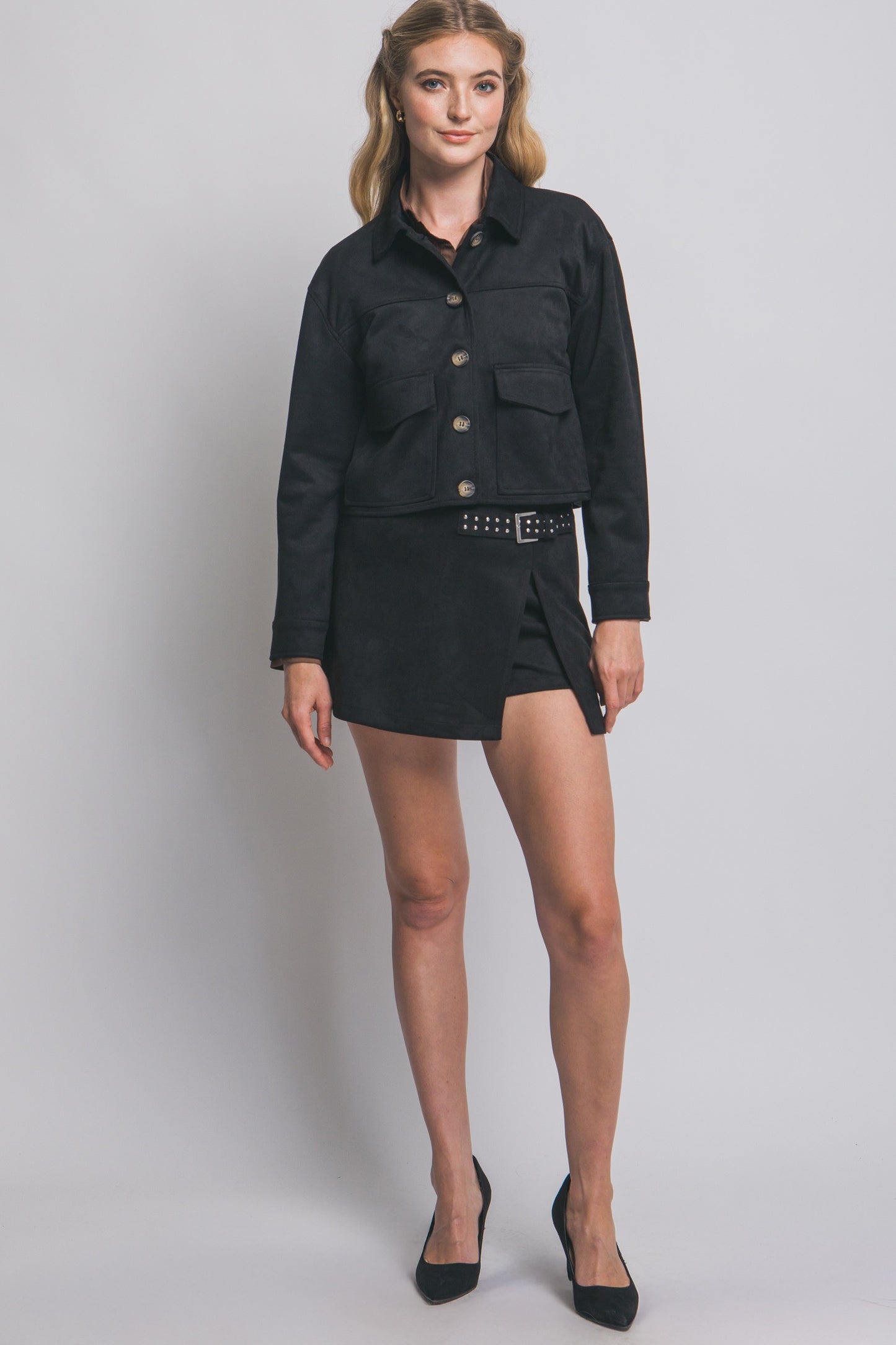 Suede Mini Skirt With Buckle 60077KN