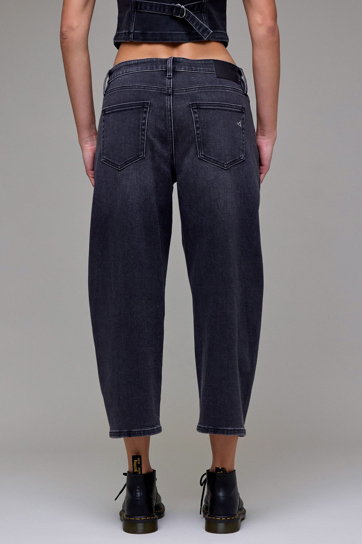 Medium Grey Stretch Cropped Barrel Jean HD9515BAC-MG
