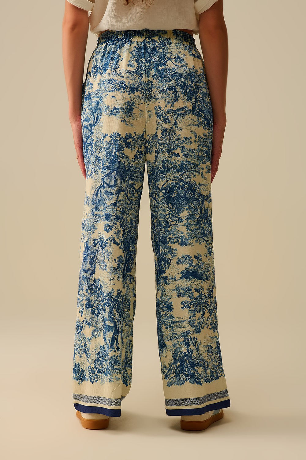 Flowy Toile De Jouy Print Trousers 3717208