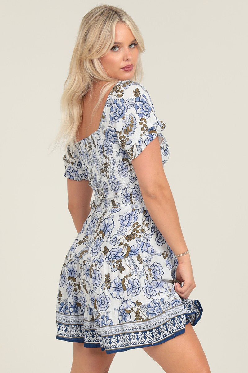 V Neck Twist Front Cut Out Short Sleeve Dress C4495-A944
