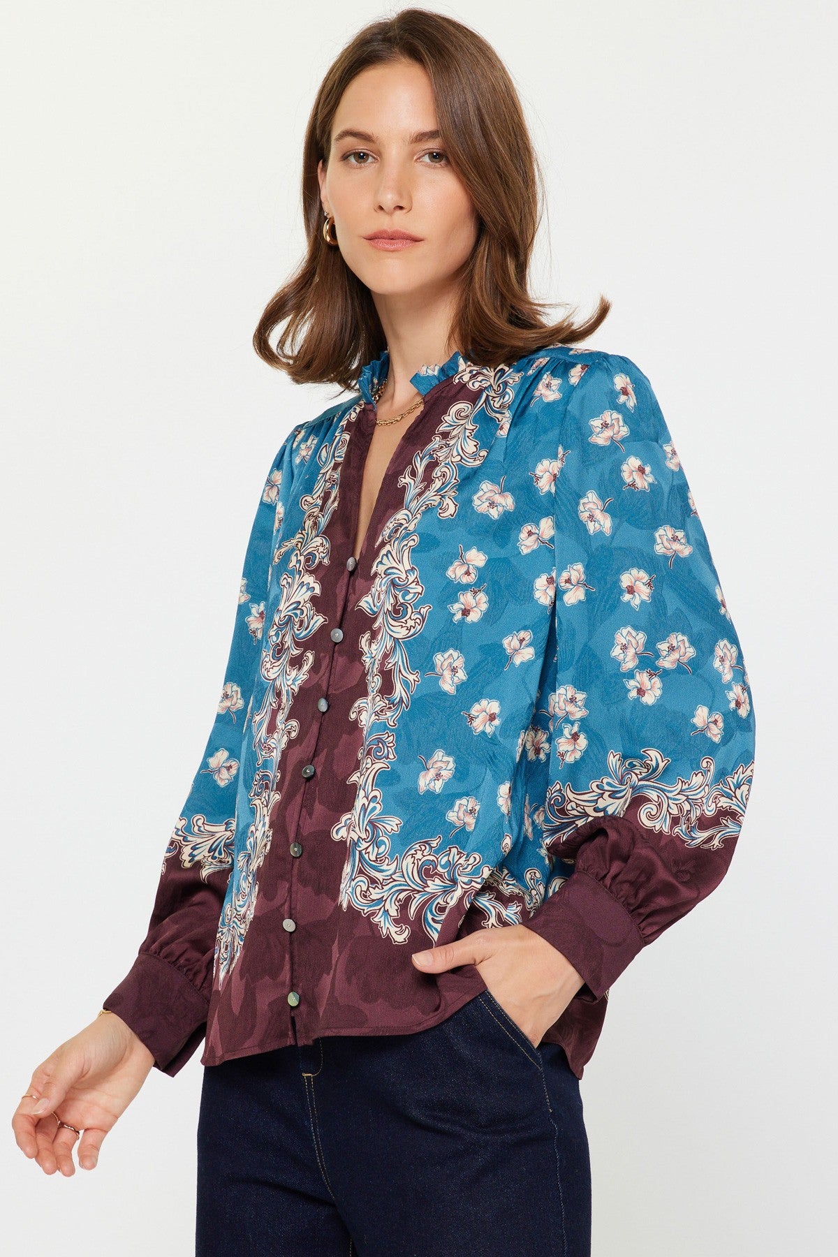Floral Printed Long Sleeve Blouse 2630047
