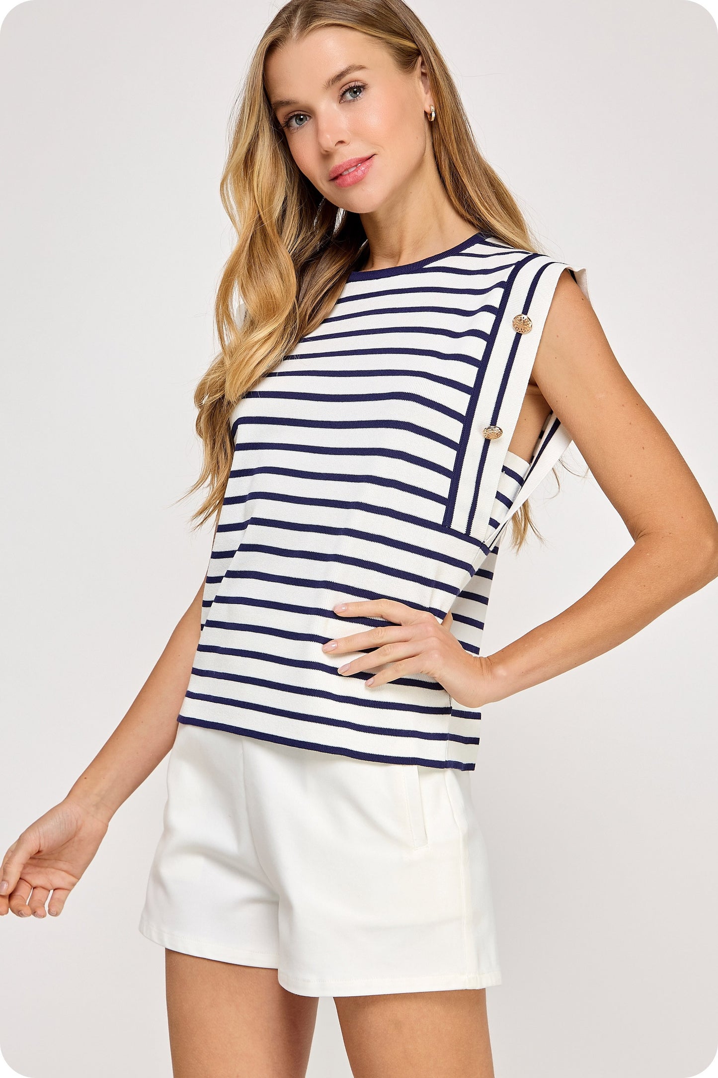 Striped Sleeveless Knit Top K-4520-H-7