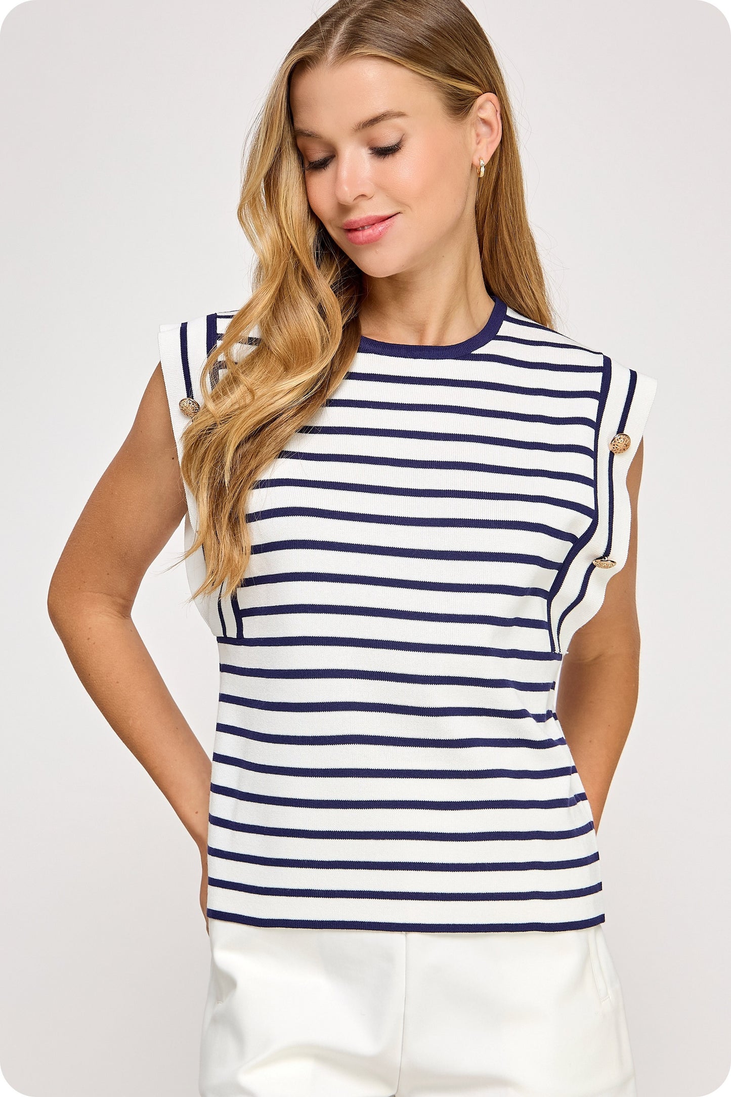 Striped Sleeveless Knit Top K-4520-H-7