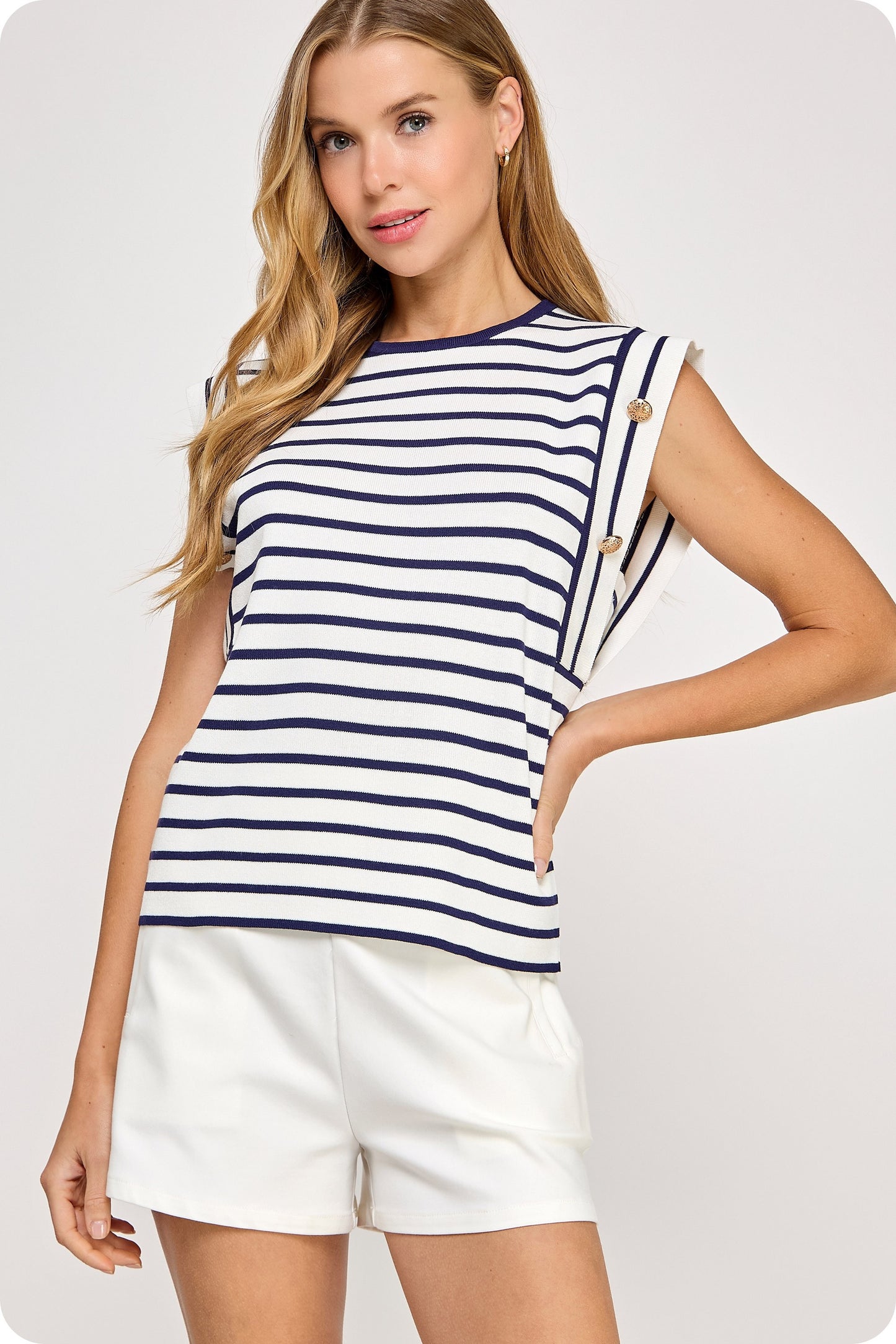 Striped Sleeveless Knit Top K-4520-H-7