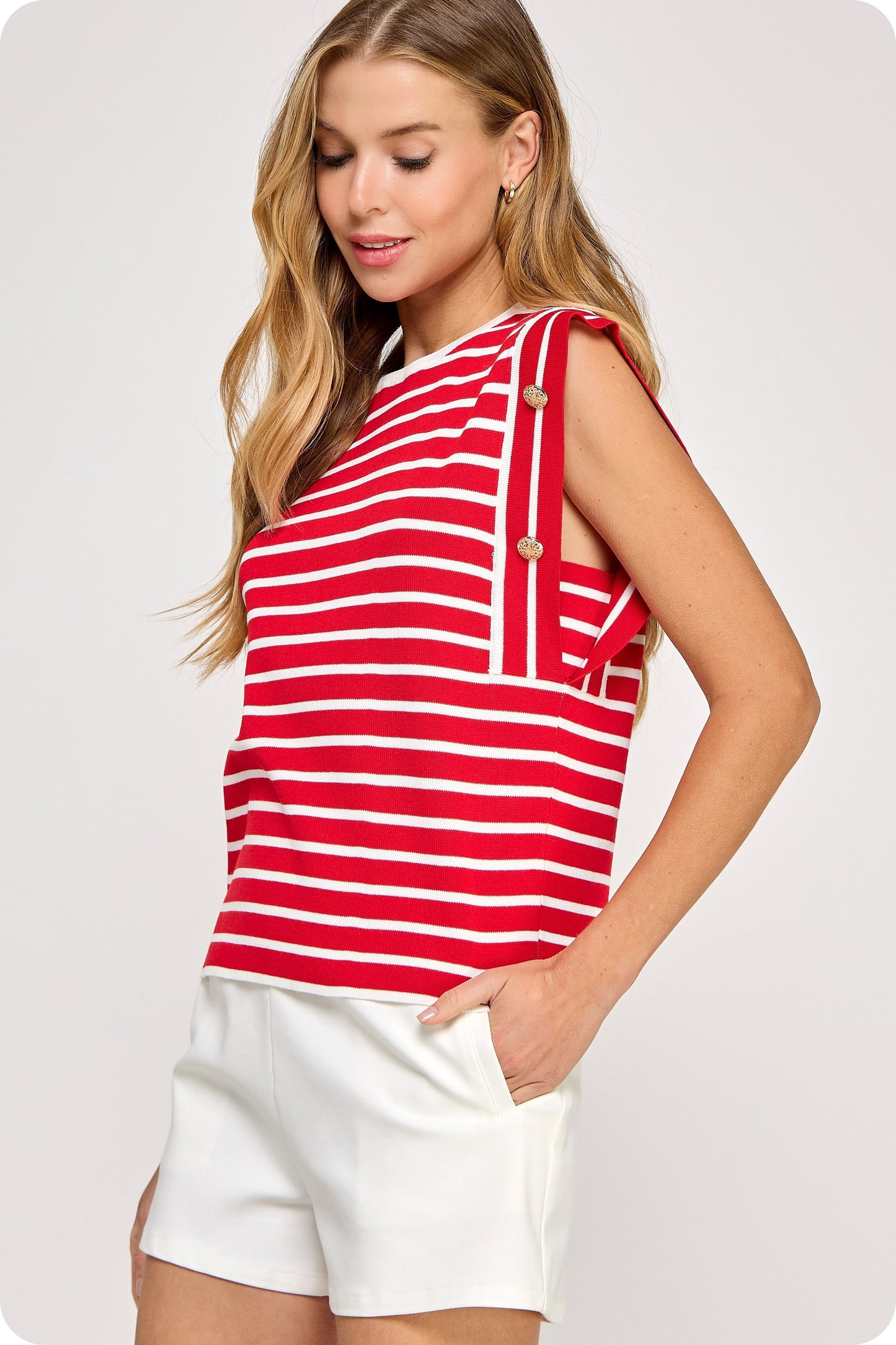 Striped Sleeveless Knit Top K-4520-H-7