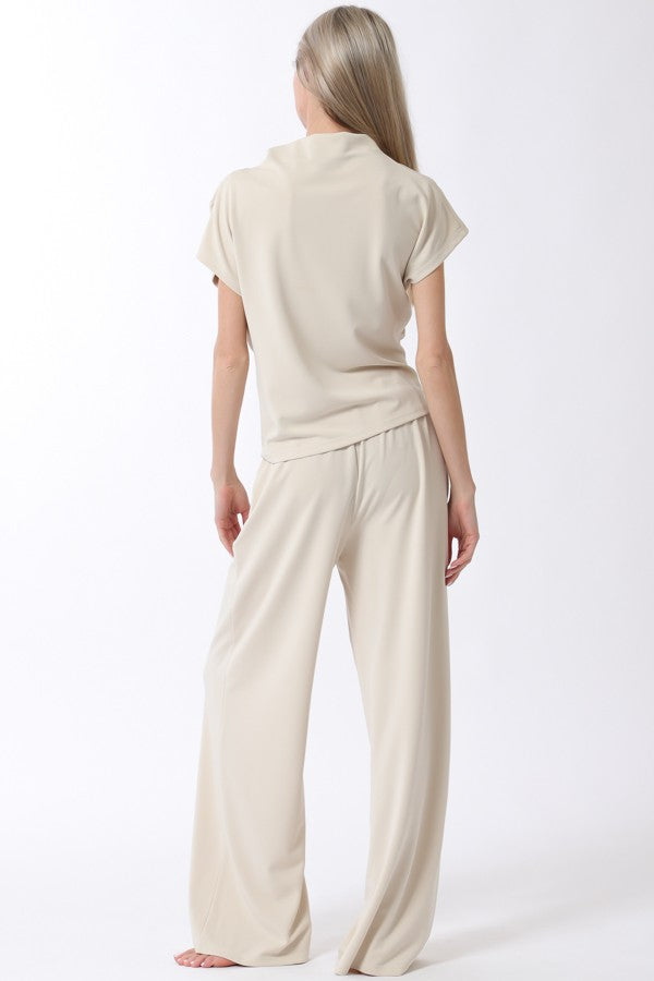 Mock Neck Sleeveless Top & Long Pants Set EPA61938X