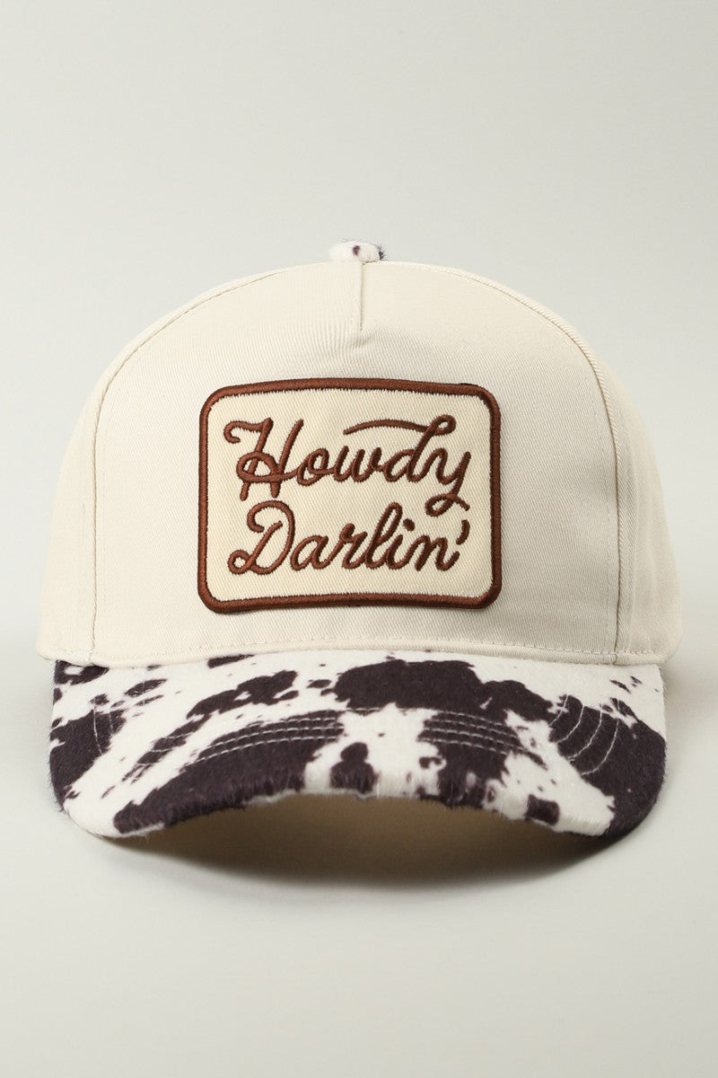 Howdy Darlin Embroidered Animal Print Trucker Hat 2-LCAP6037