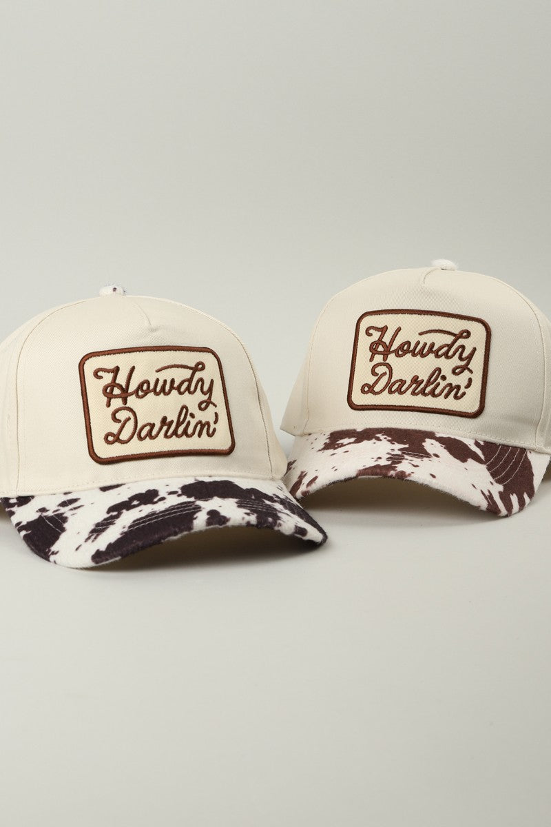 Howdy Darlin Embroidered Animal Print Trucker Hat 2-LCAP6037