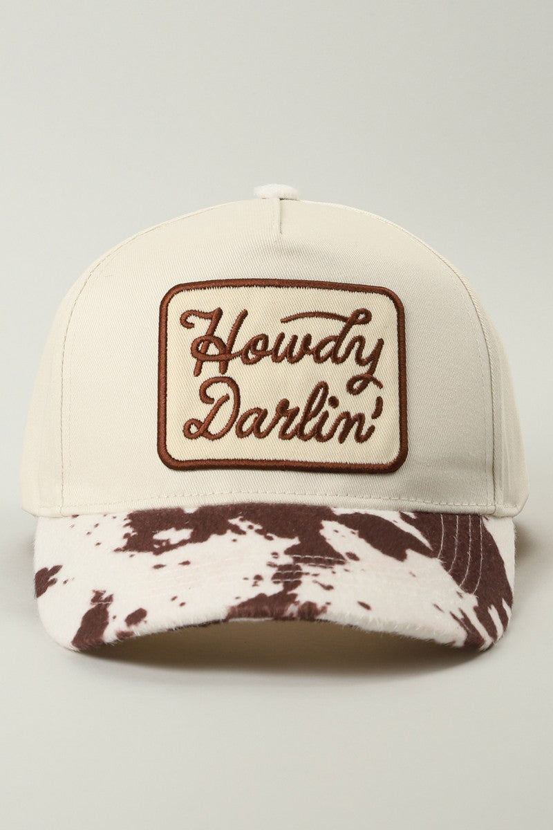 Howdy Darlin Embroidered Animal Print Trucker Hat 2-LCAP6037
