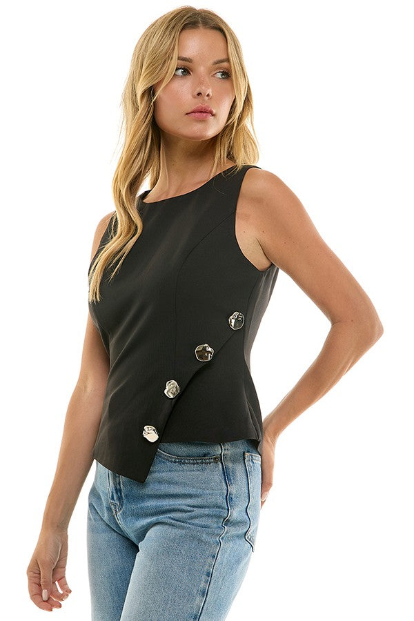 Asymmetrical Woven Top 12348088