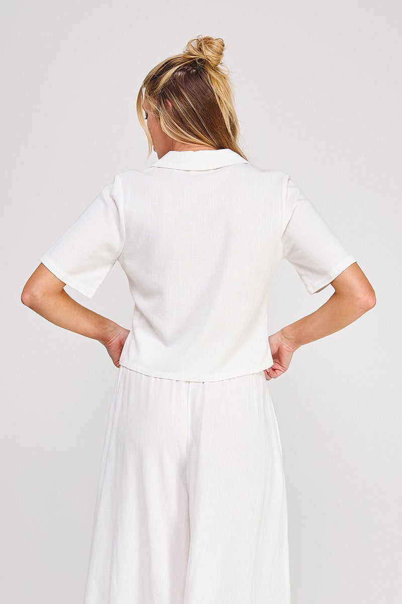 Soft Linen Collared Top AT9792