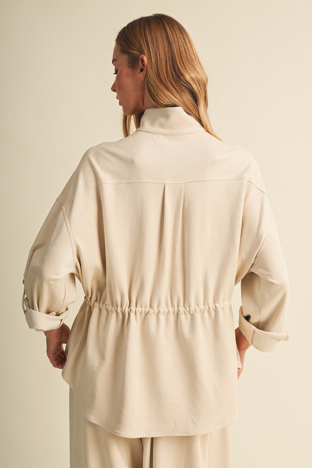 Suede Drawstring Utility Jacket S2707