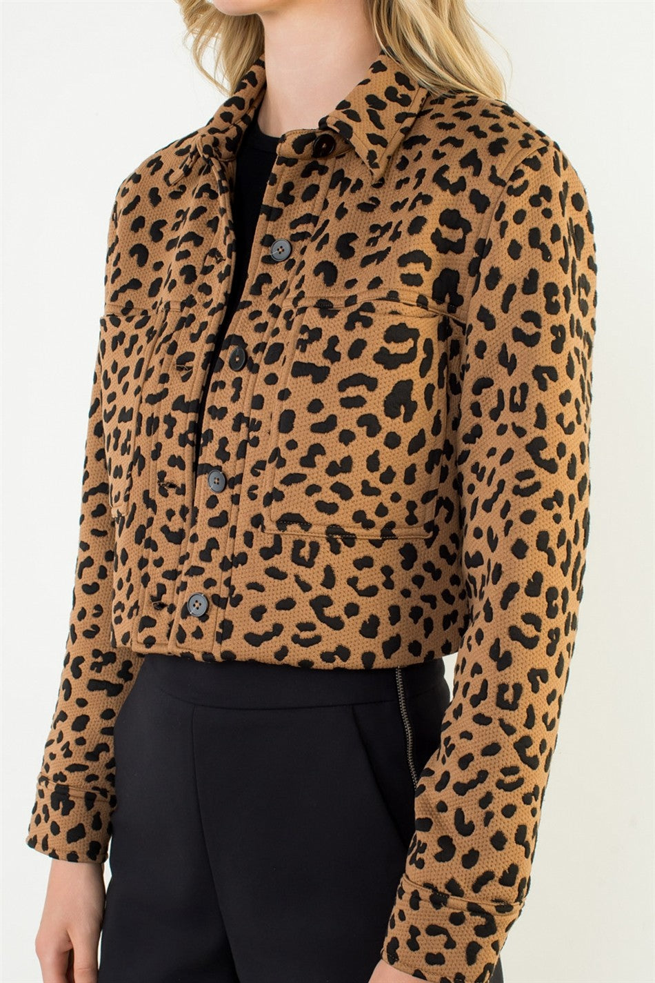 Cheetah Print Cropped Jacket WCT3339-1