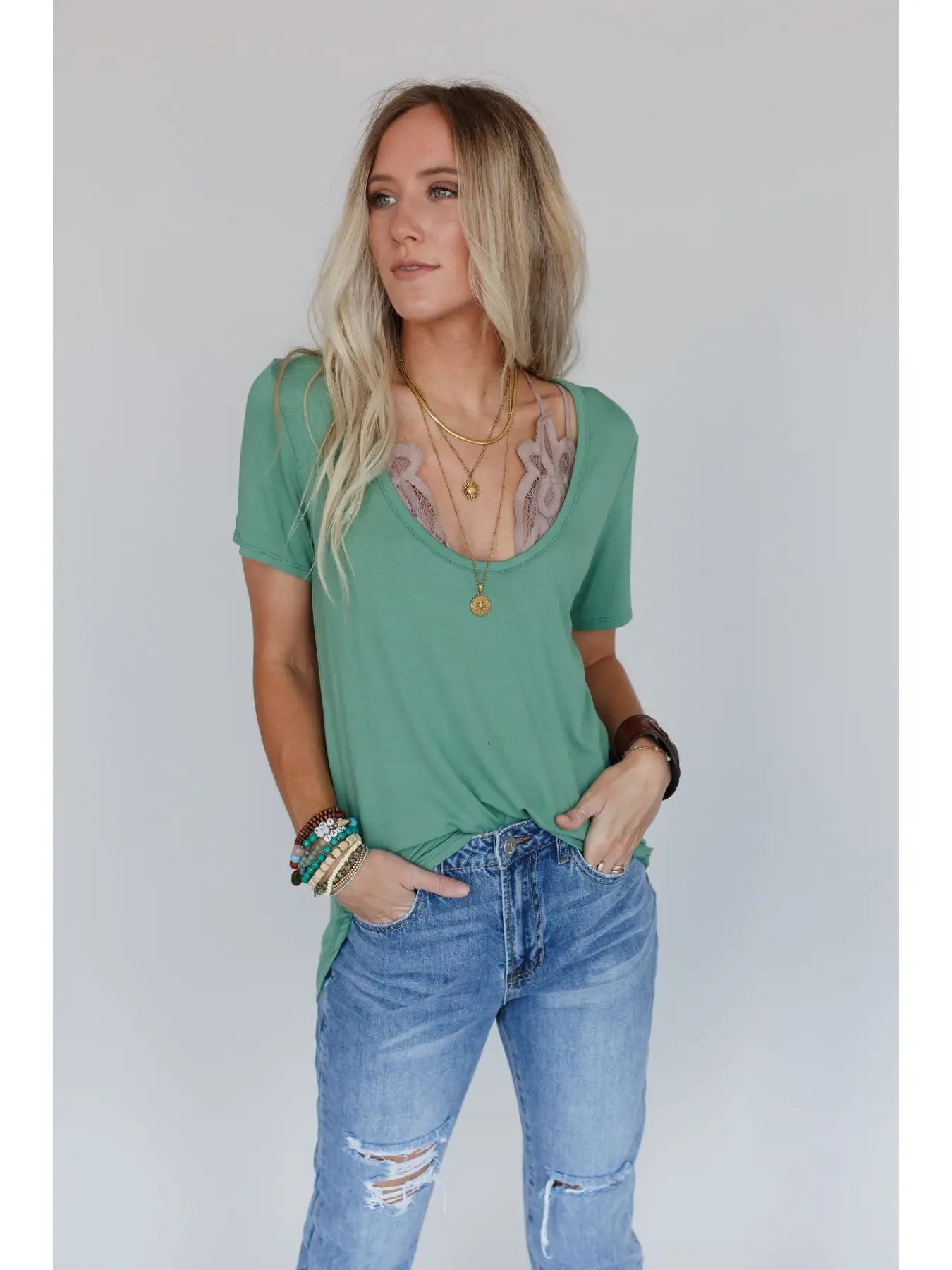Scoop Neck Bralette Tee RA1139
