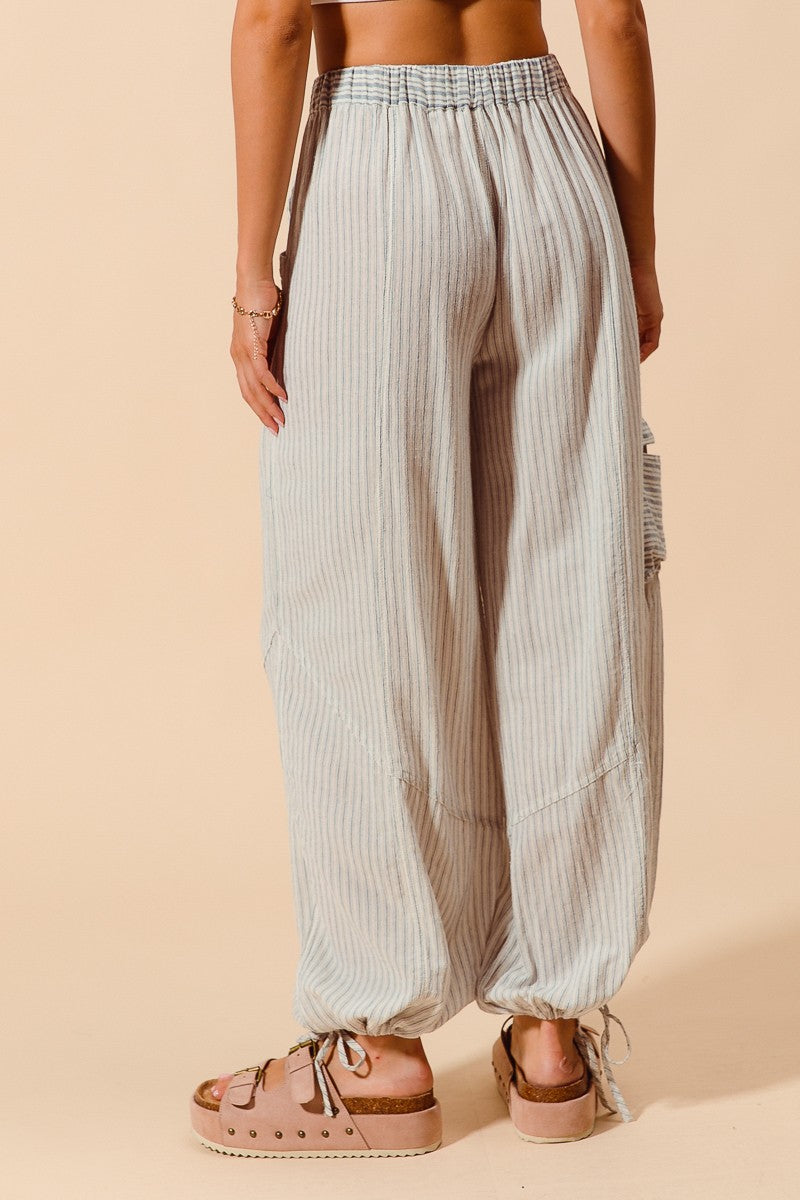Multi Stripe Block Balloon Style Pants SB8085-01