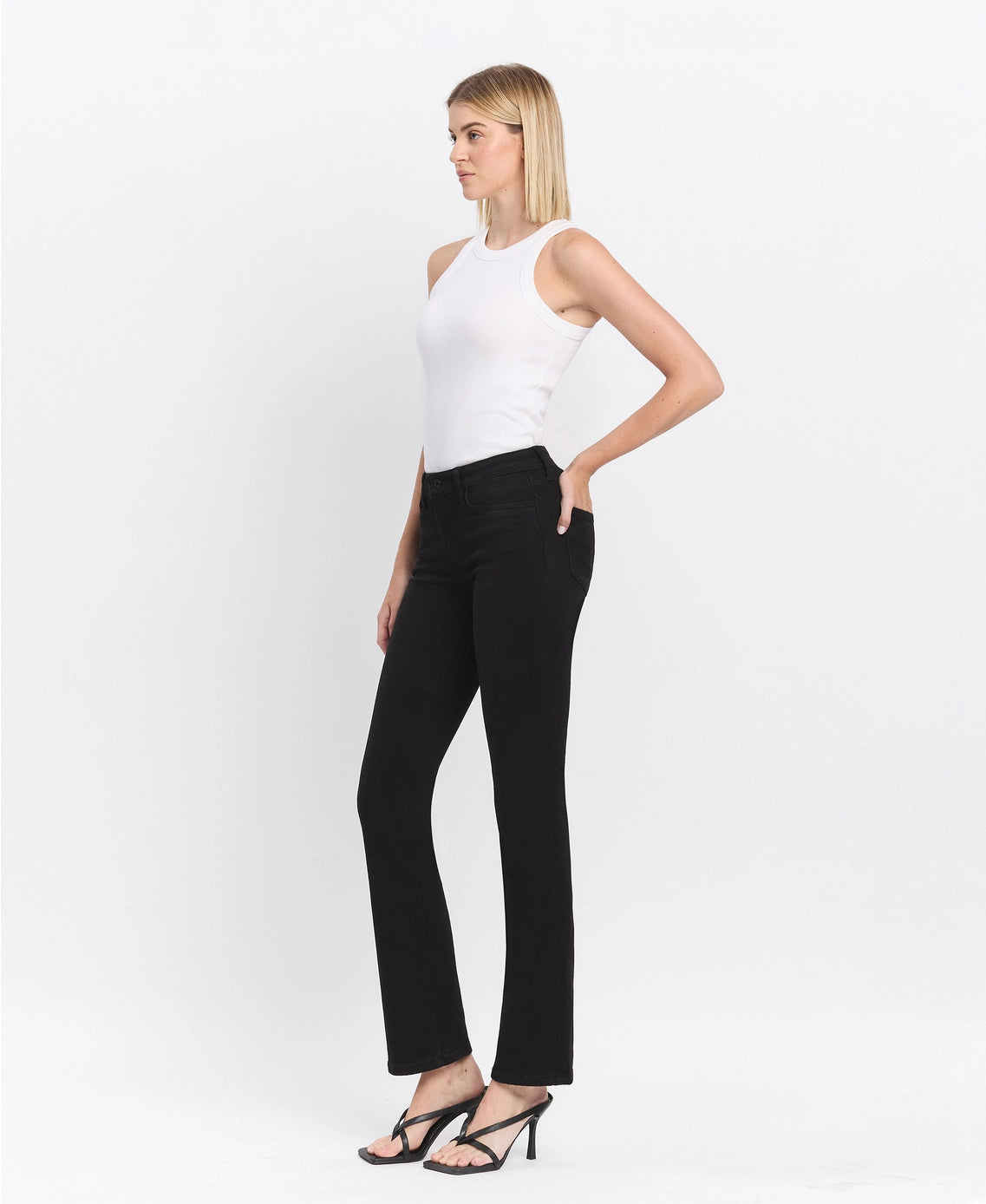 Mid Rise Black Bootcut Jeans LV1171