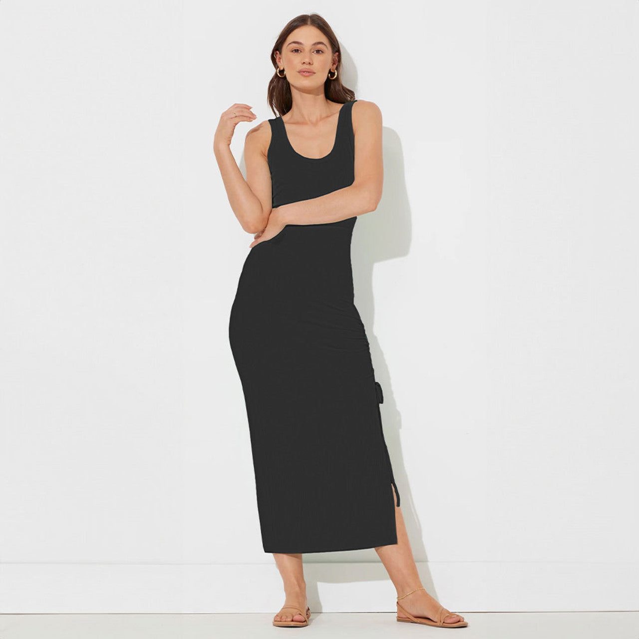 Seamed Rib Knit Maxi Dress B13090