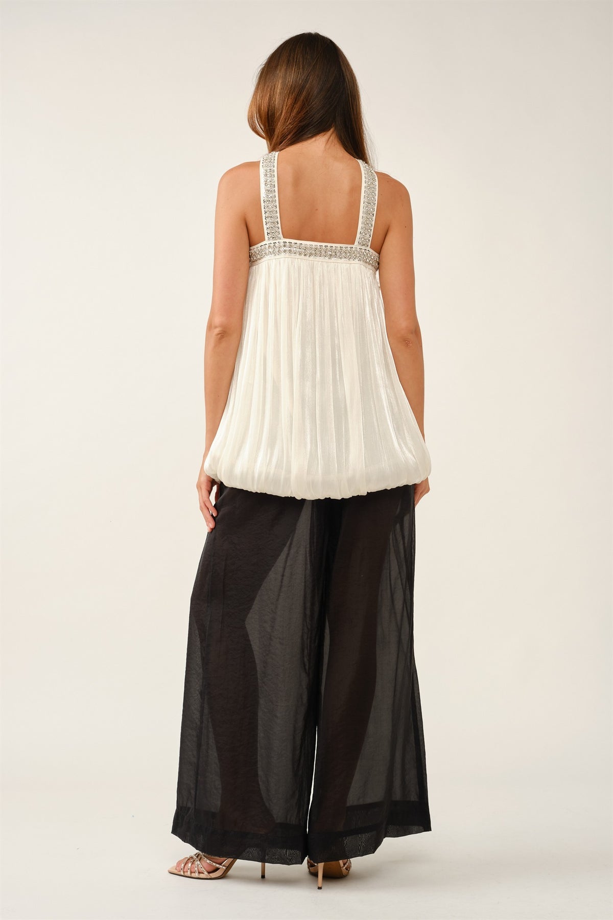 Sequin Pleated Bubble Blouse IBA29391