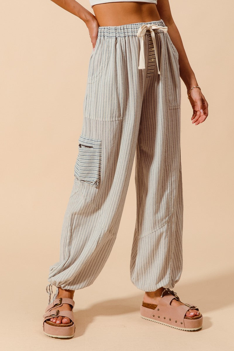 Multi Stripe Block Balloon Style Pants SB8085-01